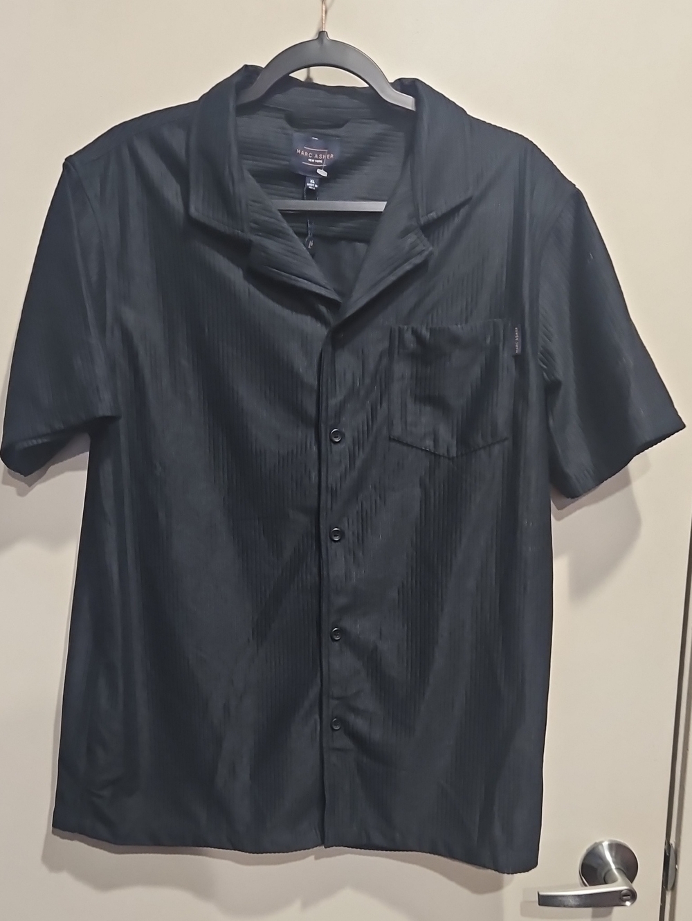 Marc Asher Black Short-Sleeve Button-Down Camp Collar Shirt